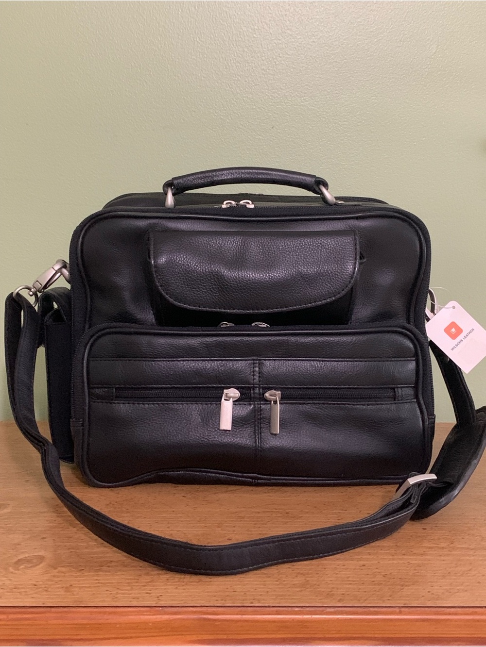 Wilsons Leather Travel Crossbody Business Camera Bag Case Black